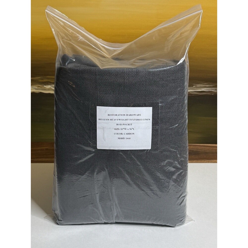 Restoration Hardware Heavyweight Textured Belgian Linen Drape RP 50 x 96 Carbon